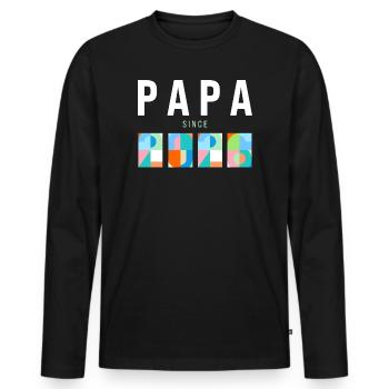 Papa depuis 2026 - T-shirt manches longues Premium bio Homme - noir - Devant - Nico (187cm)
