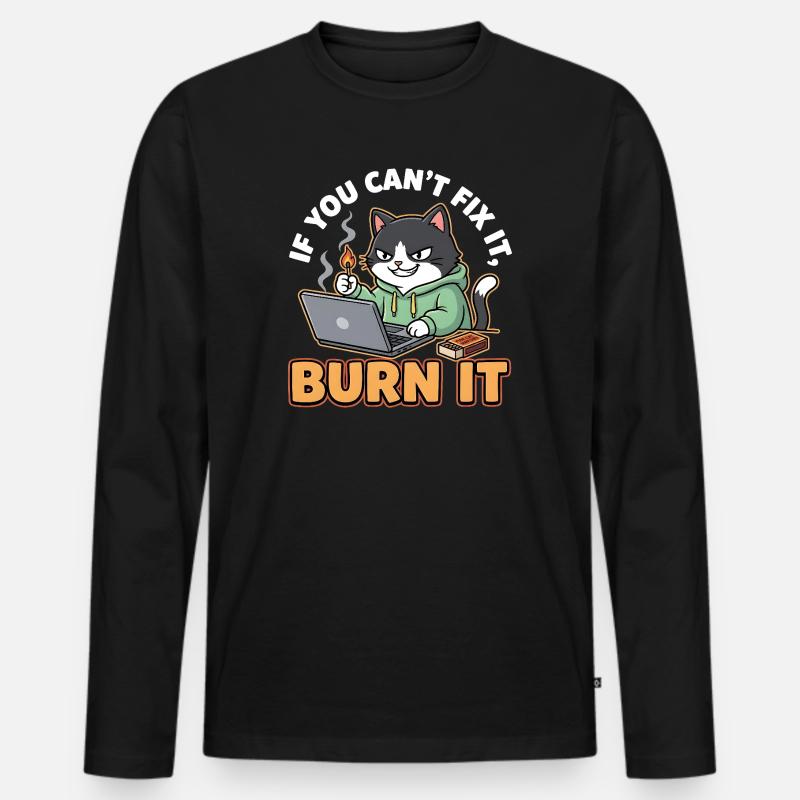 Burn It – Lustiger Spruch für Programmierer - Männer Premium Bio Langarmshirt - Schwarz