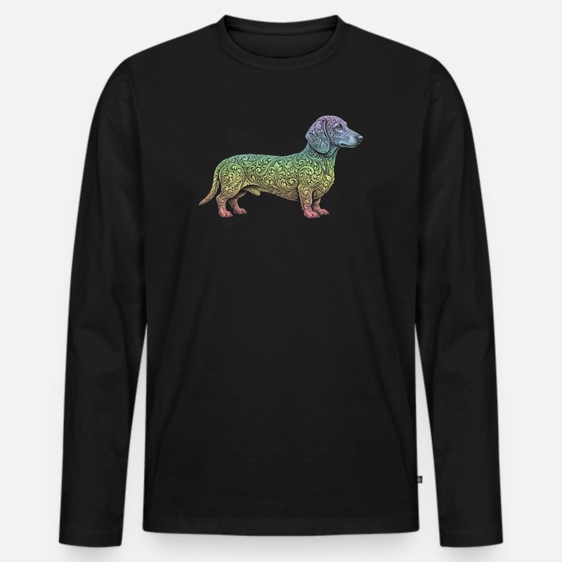 Dackel - Männer Premium Bio Langarmshirt - Schwarz