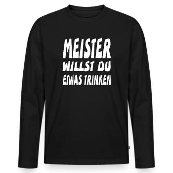 Meister - Männer Premium Bio Langarmshirt - Schwarz - Vorne - Nico (187cm)