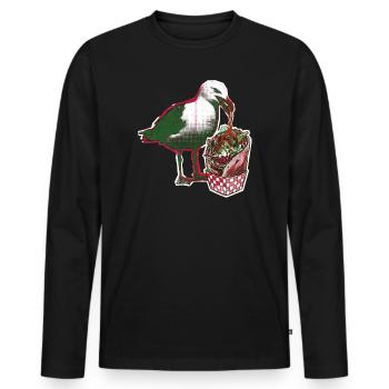 Kebab Seagull - Men's Premium Organic Long Sleeve Shirt - black - Front - Nico (187cm)