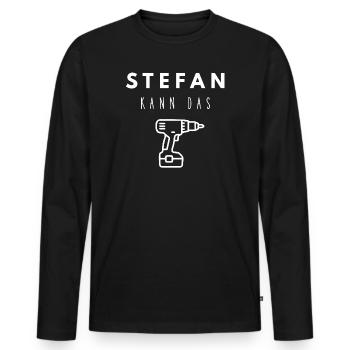 Stefan Name Handwerker Werkzeug Akkuschrauber - Männer Premium Bio Langarmshirt - Schwarz - Vorne - Nico (187cm)