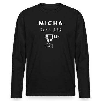 Michael Name Handwerker Werkzeug Akkuschrauber - Männer Premium Bio Langarmshirt - Schwarz - Vorne - Nico (187cm)