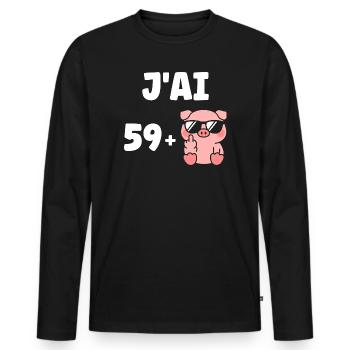 60 ans - T-shirt manches longues Premium bio Homme - noir - Devant - Nico (187cm)