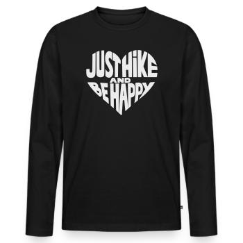Just Hike and Be Happy Heart Design - Men's Premium Organic Long Sleeve Shirt - black - Front - Nico (187cm)
