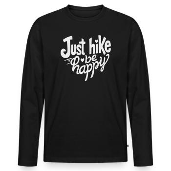 Wandern einfach glücklich sein, Just Hike Be Happy - Männer Premium Bio Langarmshirt - Schwarz - Vorne - Nico (187cm)