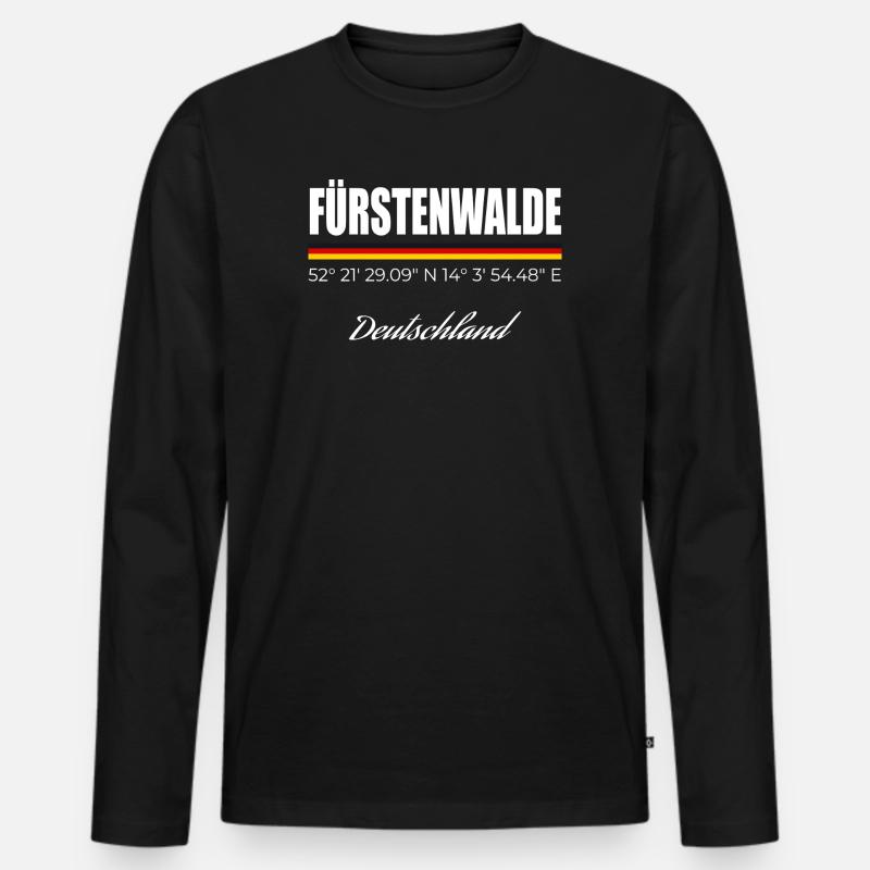 Fürstenwalde - Männer Premium Bio Langarmshirt - Schwarz