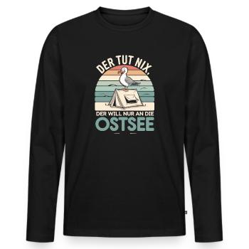  Der Tut Nix Der Will Nur An Die Ostsee Möwe - Männer Premium Bio Langarmshirt - Schwarz - Vorne - Nico (187cm)