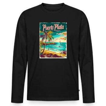  Puerto Plata Paradiesische Strände und - Männer Premium Bio Langarmshirt - Schwarz - Vorne - Nico (187cm)