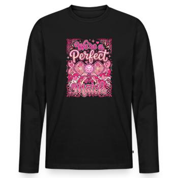 Perfektes Match Herzglanz - Männer Premium Bio Langarmshirt - Schwarz - Vorne - Nico (187cm)
