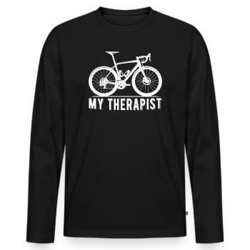 My Therapist Bicycle Bike Cyclism Funny - Men's Premium Organic Long Sleeve Shirt - black - Front - Nico (187cm)