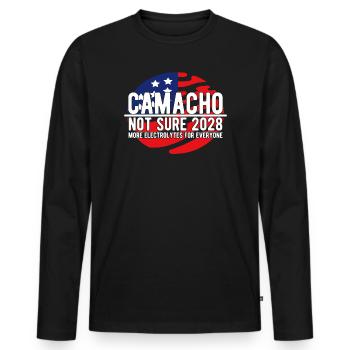 Parodie d’emblème Camacho 2028 Drôle Je ne sais pas - T-shirt manches longues Premium bio Homme - noir - Devant - Nico (187cm)