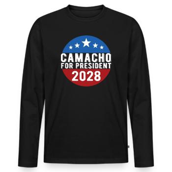 Camacho 2028 Emblem Parody Funny Not Sure - Men's Premium Organic Long Sleeve Shirt - black - Front - Nico (187cm)