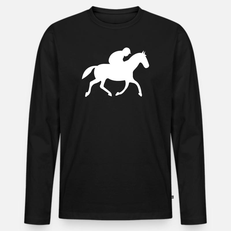 Pferde - Männer Premium Bio Langarmshirt - Schwarz