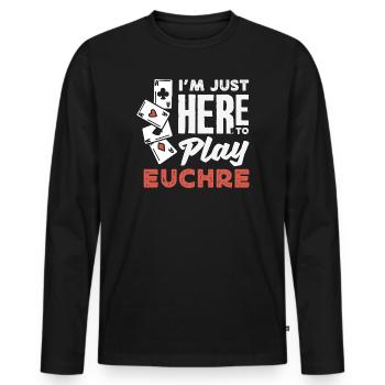 Je suis juste là pour jouer à l’Euchre - T-shirt manches longues Premium bio Homme - noir - Devant - Nico (187cm)