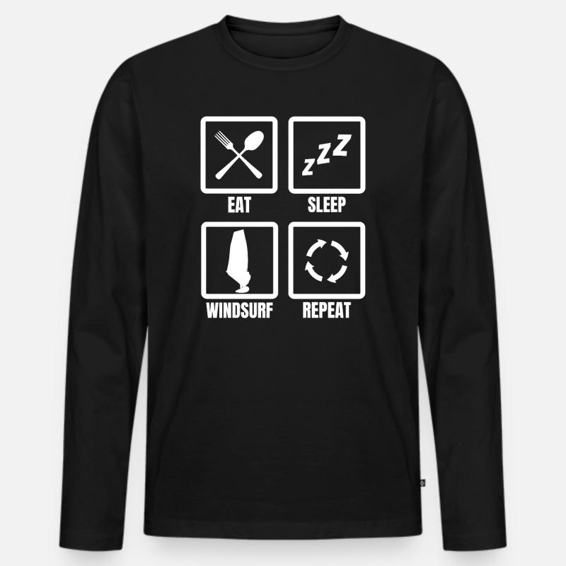 Eat Sleep Windsurf Repeat - Männer Premium Bio Langarmshirt - Schwarz
