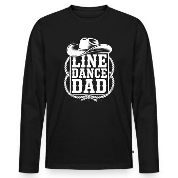 Line Dance Dad Cowboy Design - Men's Premium Organic Long Sleeve Shirt - black - Front - Nico (187cm)