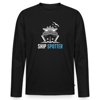  Ship Spotter Leidenschaft für Schiffsbeobachter - Männer Premium Bio Langarmshirt - Schwarz - Vorne - Nico (187cm)