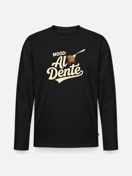 Al Dente Mood | Pasta-ordsprog - Premium økologisk langærmet T-shirt til mænd - sort