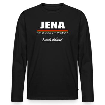 Jena - Men's Premium Organic Long Sleeve Shirt - black - Front - Nico (187cm)