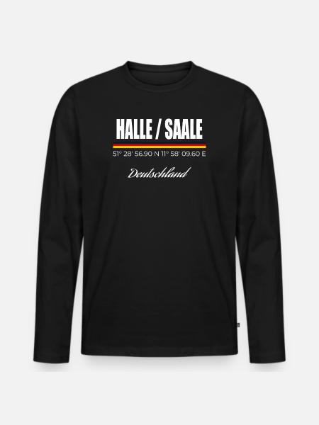 Halle / Saale - Männer Premium Bio Langarmshirt - Schwarz