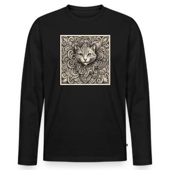 Cat Spiral Soul - Men's Premium Organic Long Sleeve Shirt - black - Front - Nico (187cm)