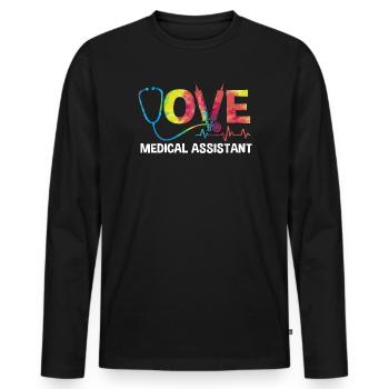 Medizin Mediziner MFA - Männer Premium Bio Langarmshirt - Schwarz - Vorne - Nico (187cm)