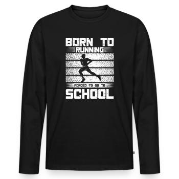 Marathonien né du don de la course - T-shirt manches longues Premium bio Homme - noir - Devant - Nico (187cm)