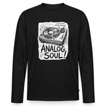 Soul analogique - T-shirt manches longues Premium bio Homme - noir - Devant - Nico (187cm)