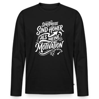 Spritpreise sind meine Motivation - Männer Premium Bio Langarmshirt - Schwarz - Vorne - Nico (187cm)