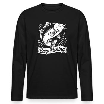 Carp fishing - Men's Premium Organic Long Sleeve Shirt - black - Front - Nico (187cm)