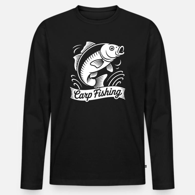 Karpfen Angeln - Männer Premium Bio Langarmshirt - Schwarz