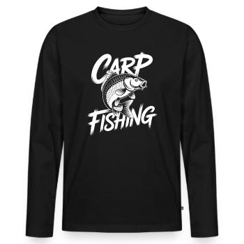 Karpfen – Sportfischer Design - Männer Premium Bio Langarmshirt - Schwarz - Vorne - Nico (187cm)