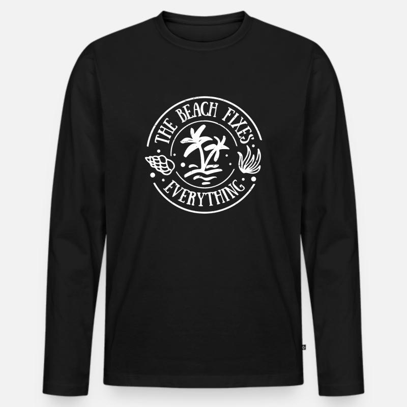 the beach fixes everything - Männer Premium Bio Langarmshirt - Schwarz