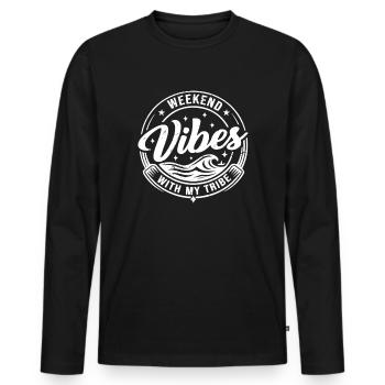 weekend vibes with my tribe - Men's Premium Organic Long Sleeve Shirt - black - Front - Nico (187cm)