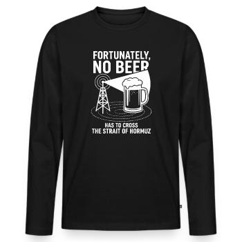 Fortunately No Beer Strait of Hormuz Humor - Men's Premium Organic Long Sleeve Shirt - black - Front - Nico (187cm)