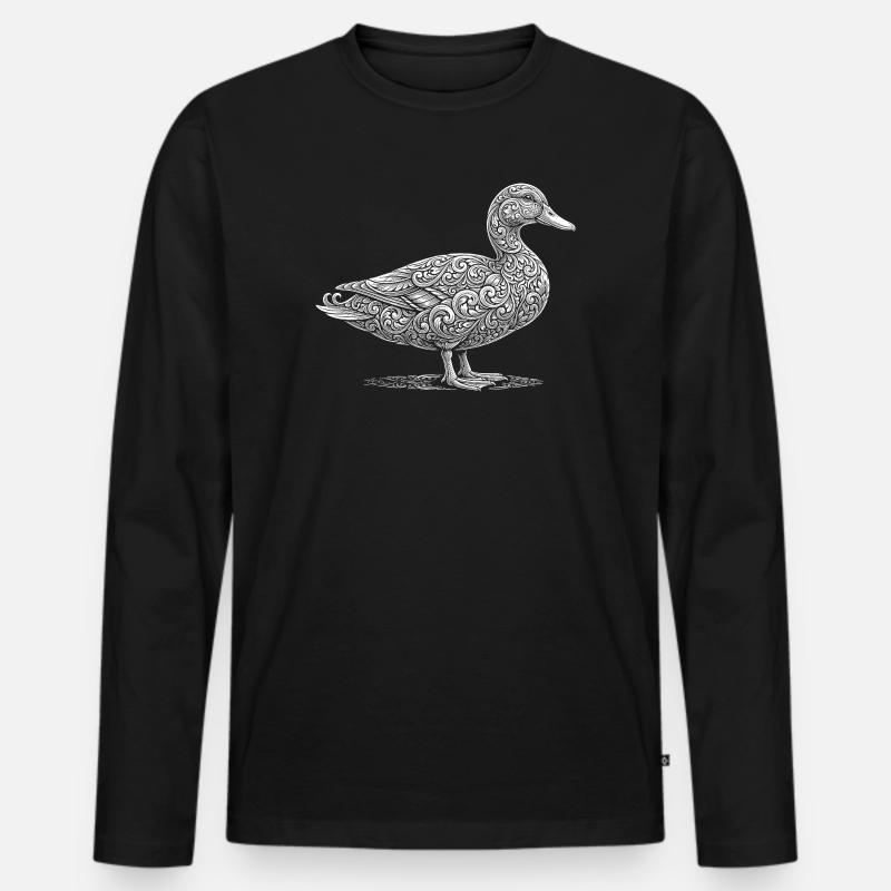 Ente - Männer Premium Bio Langarmshirt - Schwarz