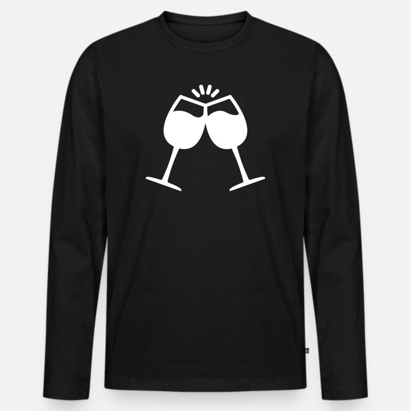 Wein - Männer Premium Bio Langarmshirt - Schwarz