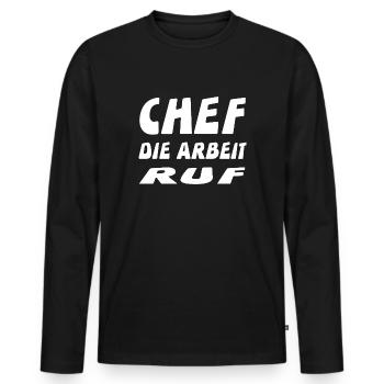 Chef - Männer Premium Bio Langarmshirt - Schwarz - Vorne - Nico (187cm)