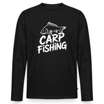 Karpfenangeln Grafik Shirt - Männer Premium Bio Langarmshirt - Schwarz - Vorne - Nico (187cm)