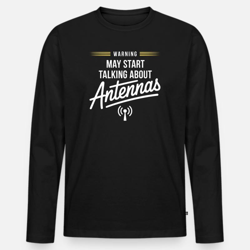 Warnung: Hier beginnt das Antennengespräch - Männer Premium Bio Langarmshirt - Schwarz