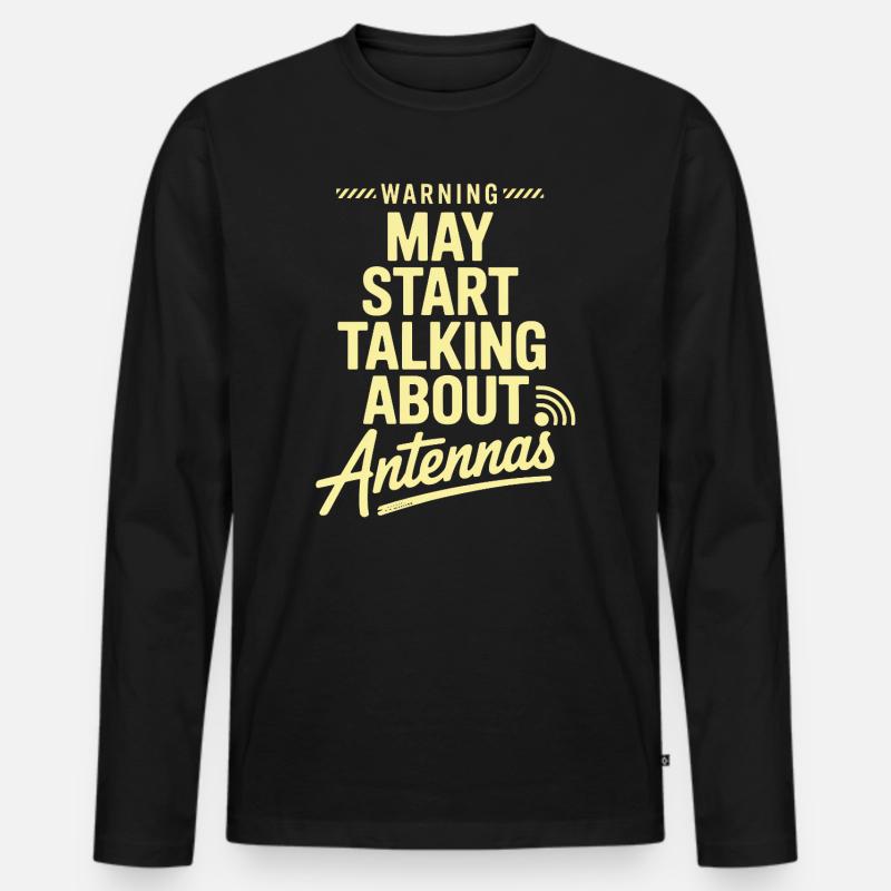 Retro Tech Satire Antenne Gesprächsplakat - Männer Premium Bio Langarmshirt - Schwarz