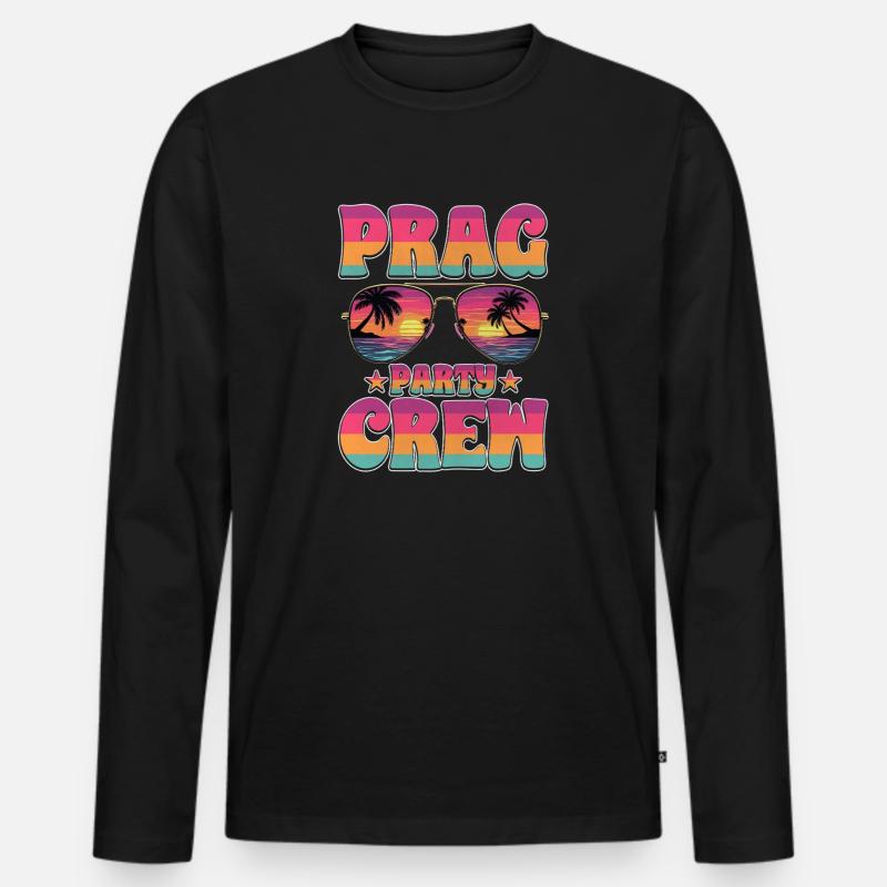 Prag Party Crew - Männer Premium Bio Langarmshirt - Schwarz
