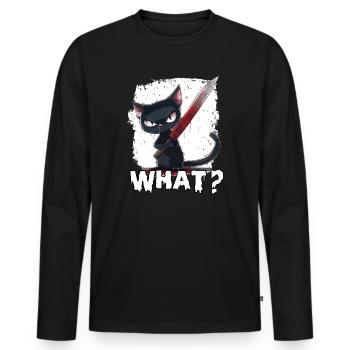 Horror Cat Halloween Party T Kitten Costume - Men's Premium Organic Long Sleeve Shirt - black - Front - Nico (187cm)