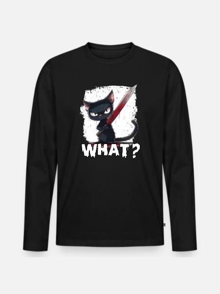 Horror Cat Halloween Party T Kitten Costume - Men's Premium Organic Long Sleeve Shirt - black