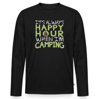 It's Always Happy Hour When I'm Camping - Men's Premium Organic Long Sleeve Shirt - black - Front - Nico (187cm)