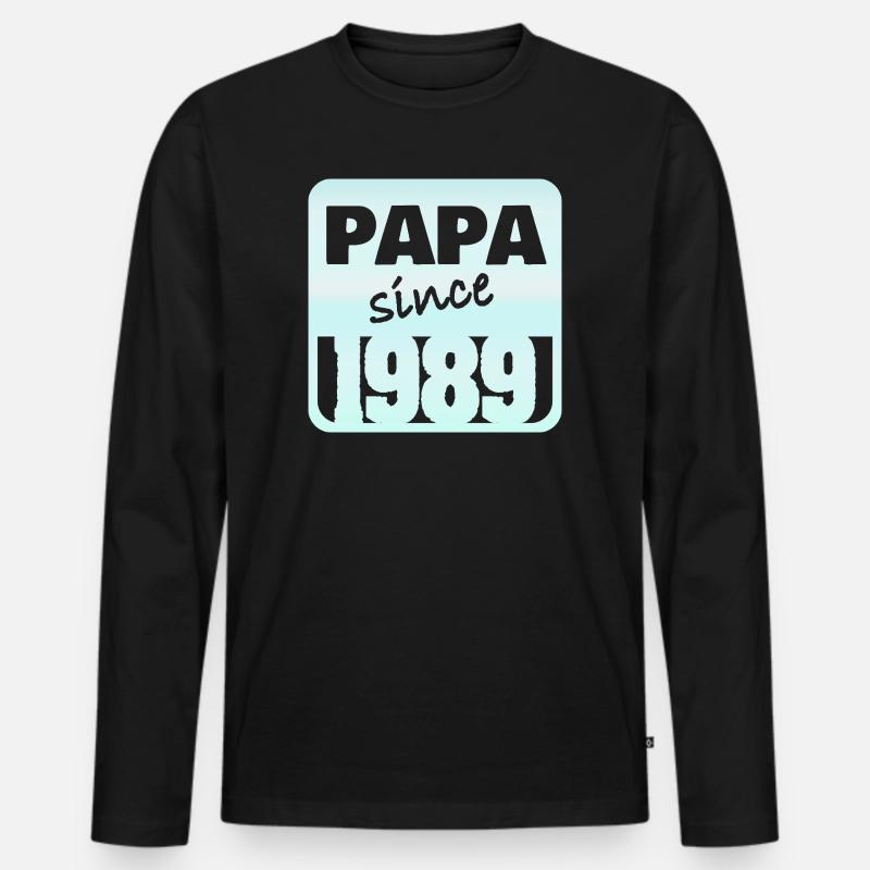 Papa seit 1984 - Männer Premium Bio Langarmshirt - Schwarz