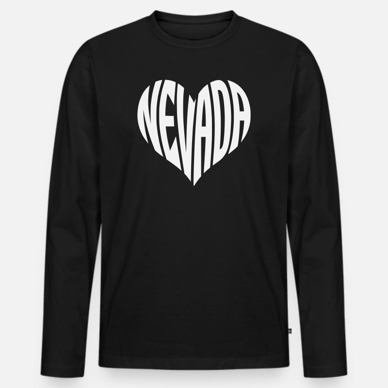 Nevada Herz Typografie - Männer Premium Bio Langarmshirt - Schwarz