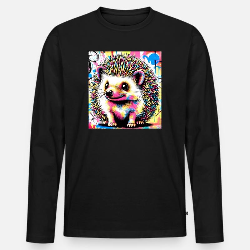 Igel - Männer Premium Bio Langarmshirt - Schwarz