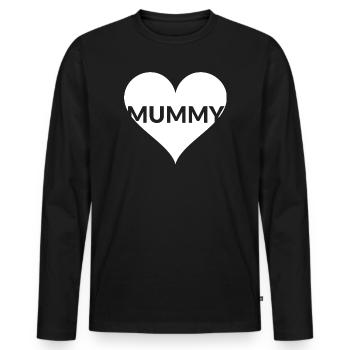 Herz MUMMY Mutti Shirt - Männer Premium Bio Langarmshirt - Schwarz - Vorne - Nico (187cm)